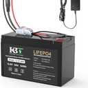KBT 12V 5Ah Rechargeable LiFePO4 Battery, Bare Leads Wire Replacement Battery Pack with Charger Compatible with 12V Devices DIY Bluetooth Speaker Boombox Radio