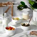 DOWAN White Ceramic Bowls Set of 6, 20 oz Ceramic Cereal Bowls, Everyday Cereal, Soup & Rice Bowls, Stackable Stoneware for Modern Kitchens, Dishwasher & Microwave Safe Bowl