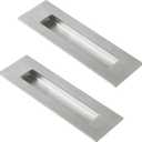 HOMOTEK 2 Pack 150mm Flush Sliding Closet Door Pulls, Recessed Finger Pulls for Sliding Barn Bypass Door Handles, Cabinet Drawer Rectangular Invisible Pull- Small Size 6 in,Brushed Steel (Medium-15cm)