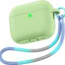 Matekxy for Airpods Pro 3 Case 2025 Cute - for Airpod Pro3 Generation Soft Silicone Cover with Lanyard & Keychain, Shockproof Scratch Resistant for Women, Perfect for Commuters and Travelers, Green