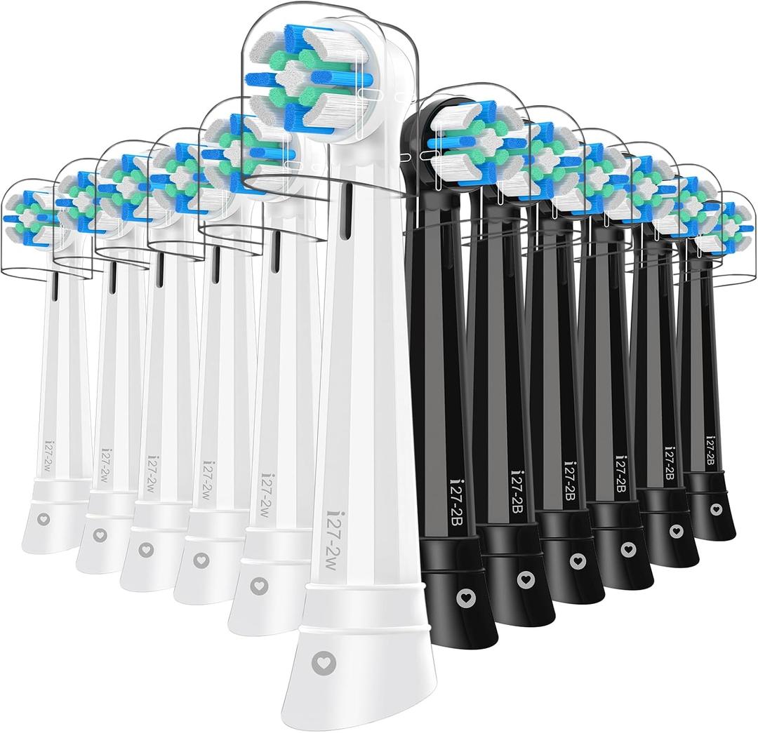 Replacement Heads Compatible with Oral B iO for Gentle Dental Care, Toothbrush Compatible with Oral B iO 2/3/4/5/6/7/8/9/10 Series Electric Toothbrush, Medium Bristles (12 Black/White)