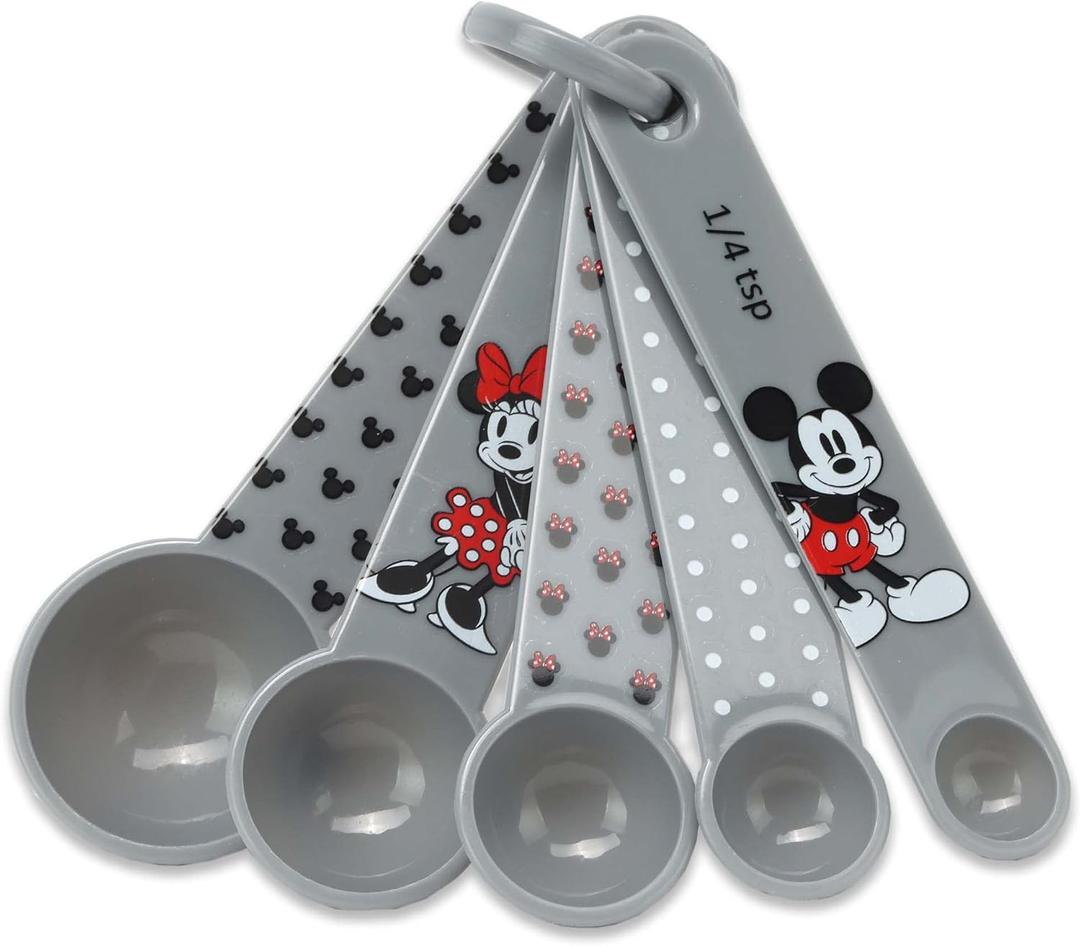Disney Mickey and Minnie Mouse Measuring Spoons - Adorable Mickey Mouse Measuring Spoons for Kitchen (Gray/Red)