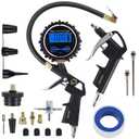 Hausse Heavy Duty Compressor Accessory Kit - Digital Tire Pressure Gauge with Inflator, Blow Gun and Hose Fittings, 1/4" NPT Air Tool Kit