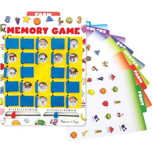 Melissa & Doug Flip to Win Travel Memory Game - Wooden Game Board, 7 Double-Sided Cards Road Trip Essentials for Kids, Hangman for Kids, Memory Toy for Toddlers and 5+