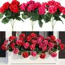 Giegxin 20 Bundles Artificial Geranium Flowers Outdoors Faux Plants Fake UV Resistant Realistic 13.8 Inch Silk Flowers Plants for Spring Garden Plant Patio Decoration(Multicolor)