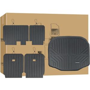 Cargo Mat Compatible with 2015-2019 Ford Explorer 6&7 Passenger 2nd Row 3rd Row Seat Backrest Mat &Trunk mats All-Weather Trunk Liner Custom-Fit for 2015-2019 Explorer Accessories