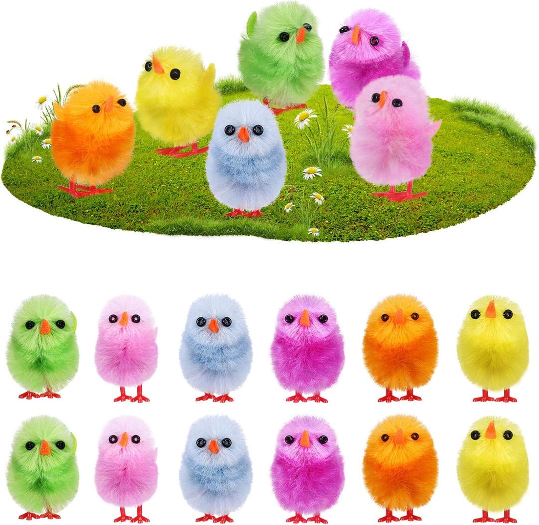 Ciieeo 18 Pcs Colorful Chenille Easter Chicks Easter Chenille Chicks Set le Decorative s for Egg Hunt
