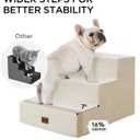 Made4Pets Dog Stairs for Small Dogs, Extra Wide Dog Steps for Bed Couch Sofa and Chair, 35D Foam Pet Steps for Small Dogs and Cats(Up to 40lbs), Non-Slip Bottom Pet Stairs, Beige, 3 Steps