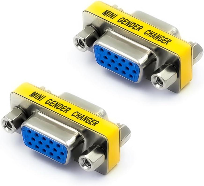 VCE VGA Female to Female Adapter, SVGA Coupler HD15 Mini Gender Changer VGA Cable Extender, 2Pack