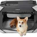 Lesure Collapsible Dog Crate - Portable Travel Kennel for Medium Dog, 4-Door Pet Crate with Mesh Windows, Indoor & Outdoor, 30.0"L x 21.0"W x 21.0"H, Charcoal Grey