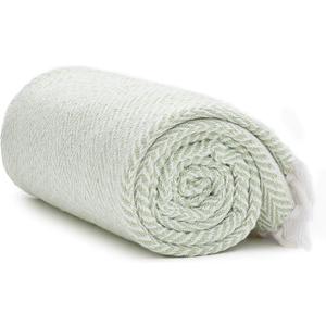 Americanflat 50x60 Throw Blanket - Soft and Breathable Cotton Throw Blanket for Couch, Bed, Chair - Decorative Blankets Perfect for Home or Outdoor Use - Light Green and White Herringbone Design