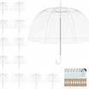 Wedding Umbrellas for Guests 12 Pack Bulk, Clear Transparent Umbrella Wholesale for Rain, 46in Large Windproof Dome Umbrellas, Outdoor Events Lot
