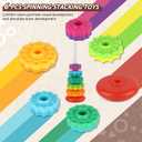 JUXUE Baby Spinning Stacking Toys for Toddlers 1-3, Rainbow Ring Stacker Montessori Toys for Babies 6-12 Months, 1 2 3 One Year Old Girl Boy Christmas Birthday Gifts, Autism Sensory Learning Toy