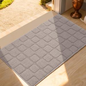 Front Door Mat Outside Entrance, Outdoor Indoor Door Mats for Entryway, Entrance, Entry, Patio, Waterproof Non Slip Doormat, Low-Profile, 20"  31.5, Grey (1'8" x 2'8" (Rectangular))