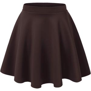 Made By Johnny Women's Basic Versatile Stretchy Flared Casual Mini Skater Skirt XS-3XL Plus Size (XX-Large, Wb211_brown)