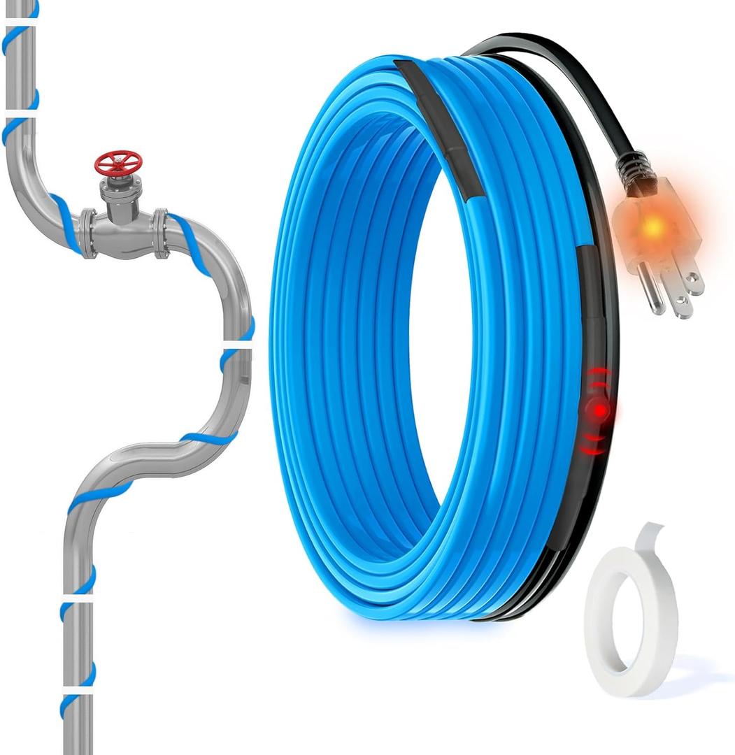 MAXKOSKO 2 Ft. 120 V Heating Cable for Pipe Freeze Protection, Self-Regulating Heat Tape for Water Pipes for Metal and Plastic Pipes, Energy-Saving Heat Trace Cable Keeps Water Flowing at -40 F