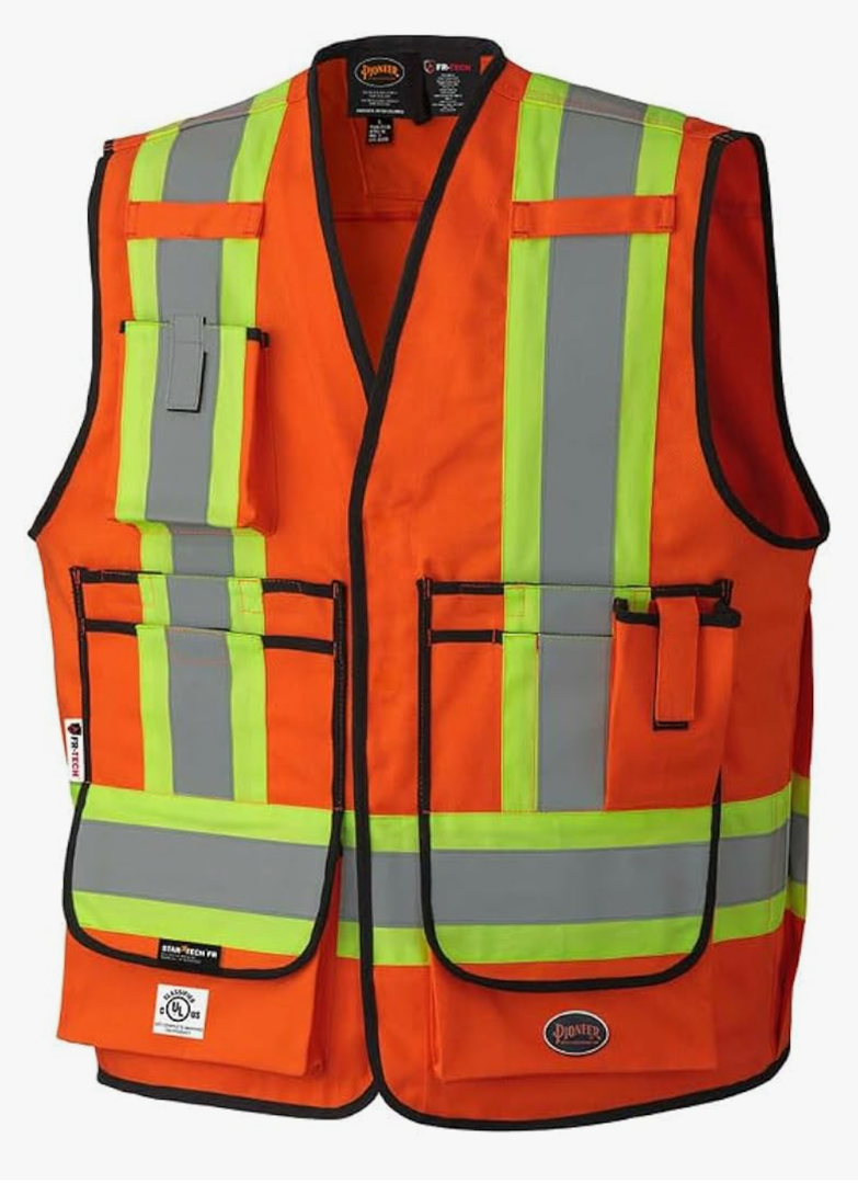 Pioneer Hi Vis FR Surveyor's Safety Vest - Flame Resistant ARC Rated - Reflective - for Men and Women