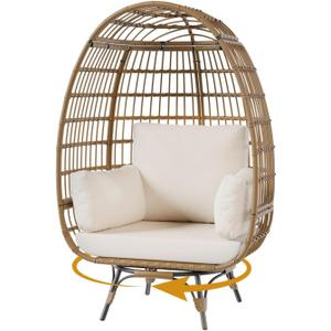 GAOMON 360 Swivel Wicker Egg Chair, Indoor Outdoor Rattan Lounge Chairs with Cushions for Indoor Living Room Bedroom Outside Patio Backyard Balcony