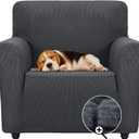 ZNSAYOTX Super Stretch Chair Slipcover Universal Sofa Chair Covers for Living Room Dogs Pet Furniture Protector Spandex Armchair Slipcovers with Anti Slip Foam Sticks (Dark Grey, Chair) (Small (30"-47"))