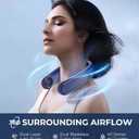 Neck Fan, 1s Fast Cooling Neck Cooler with Dual Ceramic Plates, 8H Long Runtime, 180° Adjustable Lightweight Bladeless Portable Personal Fan, Quiet Cooling for Outdoor（Dark Blue）