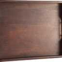 Joy&Grace Ottoman Tray for Living Room, Large Acacia Wooden Serving Tray with Handles for Coffee Table, Breakfast in Bed, Food Dinner, Decorative Tray (Color Brown, 16.7" x 12.8" x 2")