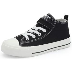 DSWED Kids Canvas Sneakers Lightweight Breathable Shoes High Top Casual Walking Shoes Black Size 4