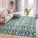 LOCHAS Ultra Soft Area Rug 7x10, Dark Green Shaggy Rugs for Living Room