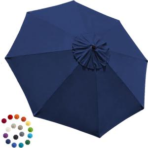 EliteShade USA 9FT Patio Umbrella Replacement Covers 8 Ribs Market Umbrella Canopy Cover (CANOPY ONLY) (Navy Blue)
