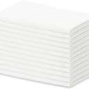 Blue Needles Set of 12 Hemstitch Linen Napkins 100% Cotton White Cloth Dinner Napkins 18x18 inches, Soft, Reusable, Absorbent, Washable, Ideal for Fall Thanksgiving Events, Parties & Everyday Use