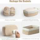 5 Pack Small Woven Storage Baskets for Shelves, Cotton Rope Baskets Organizer for Bathroom, Closet & Nursery, Decorative Storage Bins for Organizing Socks, Toys, 11.8"x7.9"x4.7", Khaki/White