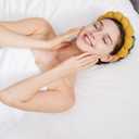 Spa Terry Cloth Facial Headbands, Set of 2 Skincare Combo Pack - Puffy Makeup Headbands for Face Washing and Masks (Blue + Dark Khaki)