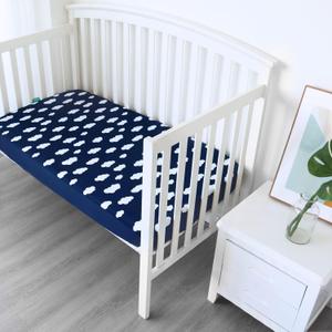 Crib Sheets for Boys and Girls Fitted 2 Pack - Breathable, Soft Microfiber Baby Sheets in Grey, Navy and White