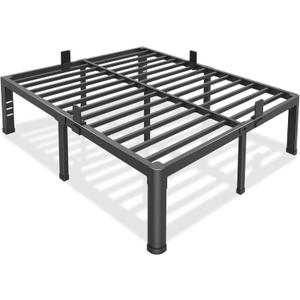 Bilily 18 inch Queen Bed Frame Metal Platform with Round Corner Legs,3500 LBS Heavy Duty Steel Slats Support,Headboard Compatible,No Box Spring Needed,Easy Assembly,Mattress Retainer,Underbed Storage