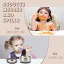MR. CHOU Baby Bowls with Non-Slip Silicone Suction Cup, Insulated Double-Layer 18/8 Stainless Steel Toddler Bowls with BPA Free Airtight Lids, Food-Grade Silicone Safe for Kids (Gray)