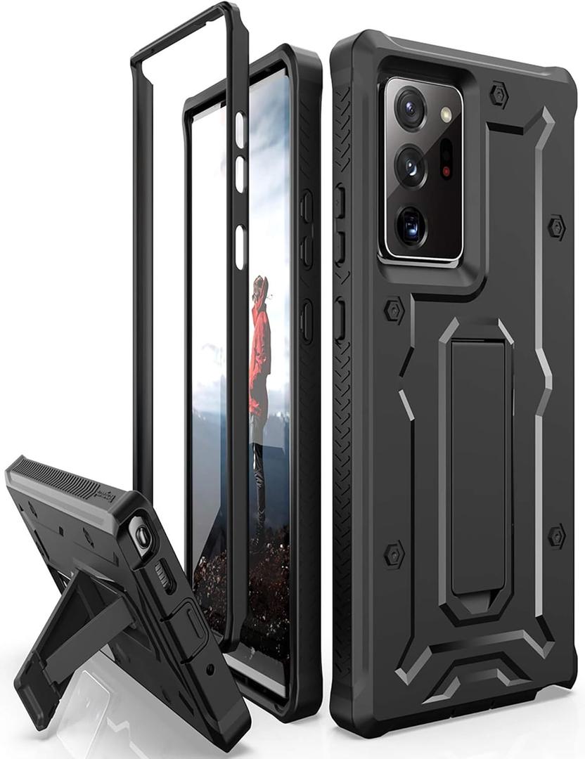 ArmadilloTek Vanguard Compatible with Samsung Galaxy Note 20 Ultra 5G Case (2020 Release) Military Grade Full-Body Rugged with Built-in Kickstand [Screenless Version] - Black
