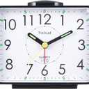 Loud Alarm Clock for Heavy Sleepers Adults, Silent No Ticking, Snooze, Manual Light, Battery Operated, Easy Set (Black)
