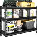 3-Tier Garage Shelving Heavy Duty,40W x 18D x 36H Metal Shelving Unit1320 lbs Weight Capacity Adjustable Storage Shelves for Retiple Tanks, Aquariums, Pantry, GarageBlack (40"W18"D36"H)
