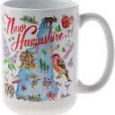 Boston International Coffee Mug Rosanne Beck State Collection Ceramic Tea Cup, 15 Ounces, New Hampshire