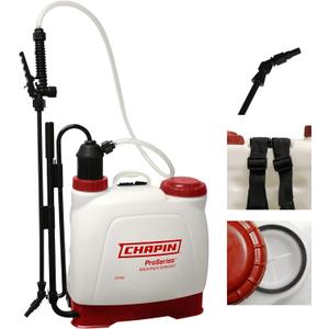 Chapin 61500 4-Gallon Made in USA Euro Style Backpack Sprayer with Poly Fan/Cone Nozzles, Cushion Grip Shut-Off, Padded Adjustable Straps, 2-Stage Filtration System, Translucent White