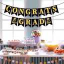 OHOME Graduation Decorations 2025 - Congratulations Banner - 2025 Graduation Party Decorations - Black Gold Congrats Grad Banner Party Supplies