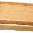 Bamboo Serving Tray Rectangle Platter Breakfast Dinner Food Bed Tray for Eating Kitchen Restaurants (1, 17.3" x 11.8" x 1.2" (with Handle))