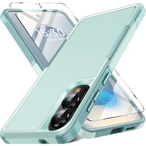 for Samsung Galaxy S25 Edge Case with Screen Protector, [Military Grade Drop Protection] Dual Layer Heavy Duty Shockproof Protective Phone Case for Samsung S25 Edge (Mint Green)