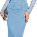 HomRain Women's Sparkly Mesh Maxi Summer Dress Long Sleeve Bodycon Dresses for Wedding Guest Outfit, Large