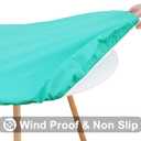 Smiry Round Picnic Tablecloth, Waterproof Elastic Fitted Table Covers for 36" - 44" Tables, Wipeable Flannel Backed Vinyl Tablecloths for Camping, Indoor, Outdoor, Teal