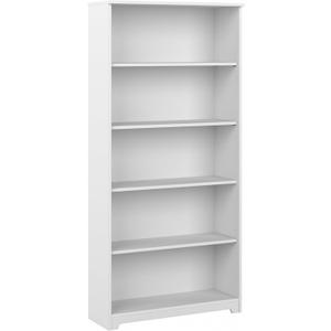 Bush Furniture Tall 5 Shelf Bookcase, Large Open Bookshelf, Sturdy Display Cabinet for Living Room or Home Office, Cabot Collection, White