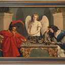 Vintage Faust And Mephistopheles Playing Chess Poster Classical Wall Art Retro The Devils checkmate Canvas Print Painting Picture Home Classroom Office Living Room Decor 16X24inch Black and Gold Frame