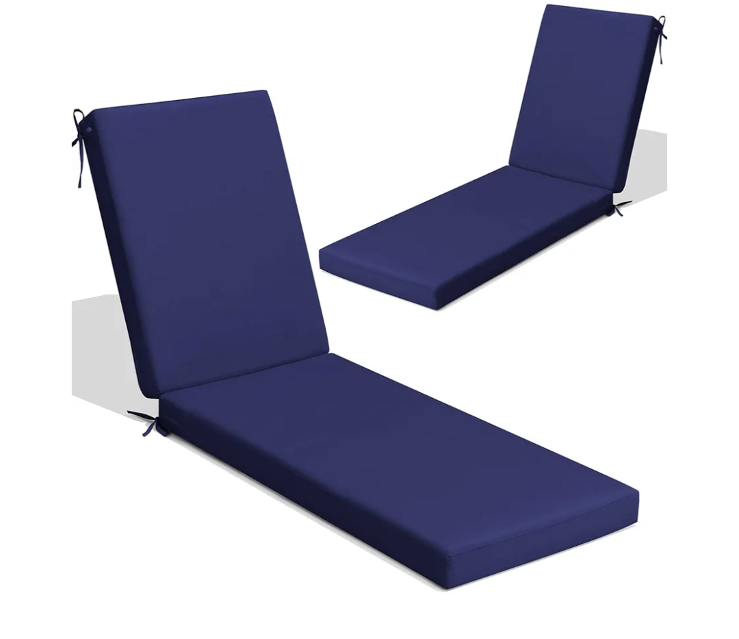 Crestlive Products Chaise Lounge Cushions Outdoor Set of 2, 80x23x3 Inch, Waterproof & 3-Year Fade Resistant Lounge Chair Cushions for Outdoor Furniture, Patio Cushions for Pool, Lawn, Navy