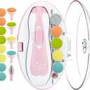 Royal Angels Upgraded 21 in 1 Baby Nail Trimmer with Labeled Case, 13 Extra Replacement Pads, Safe Electric Baby Nail File Kit for Newborns & Toddlers, Whisper Quiet Nail Clipper with LED Light (Pink)