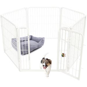 FXW Homeplus Unleashed Indoor Dog Playpen - Stress-Free and Safe Play, Heavy Duty 24 Inch 6 Wire Panels Dog Pen for Puppy and Small Dogs, WhitePatented