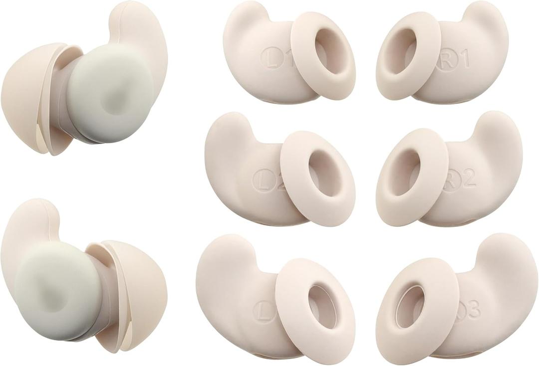 NANLANFAN Replacement Silicone Ear Wings for Soundcore Sleep A20 Earbuds, Anti Slip Ear Tips, 3 Pairs (Beige) (SML)